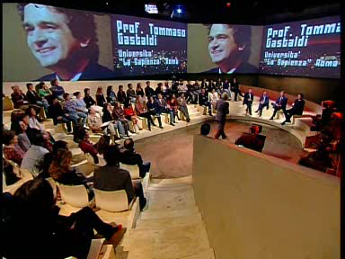 Tommaso Gastaldi, guest on the Italian prime-time television show 'Anno Zero' by Michele Santoro.